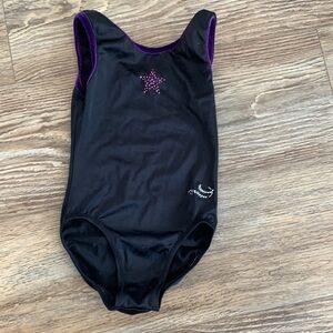 Gymnastics Leotard Kids Girls Size 6 Black with Pink and Silver Sparkles
